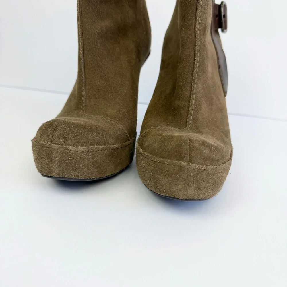 Pedro Garcia Charmy Ankle Boots Booties Suede Leather Platform Size 37.5 US 7.5